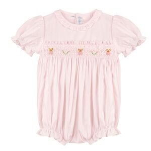 Feltman Brothers Pink Baby Romper with Embroidered Bunnies 9 months
